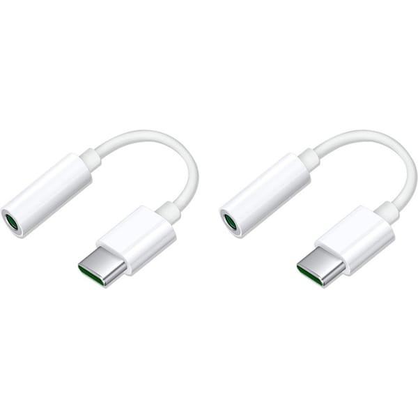 2PK Sansai Universal USB-C to 3.5mm Headphone Audio Jack Adapter/Connector White