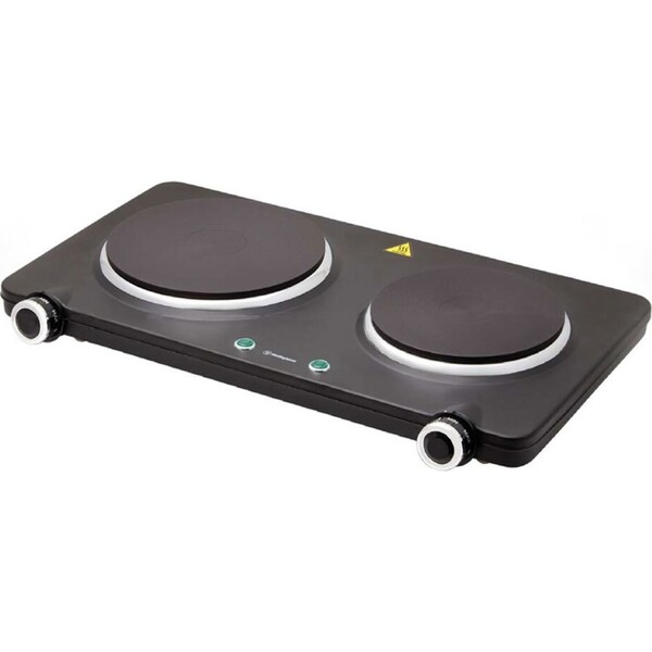 Westinghouse 48cm Electric 2250W Double Portable Hotplate/Cooktops/Cooker Black