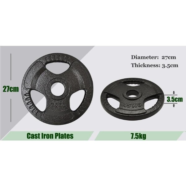 Total 70kg Set7 Olympic Cast Iron Weight Plate Set - Energetics Home Gym