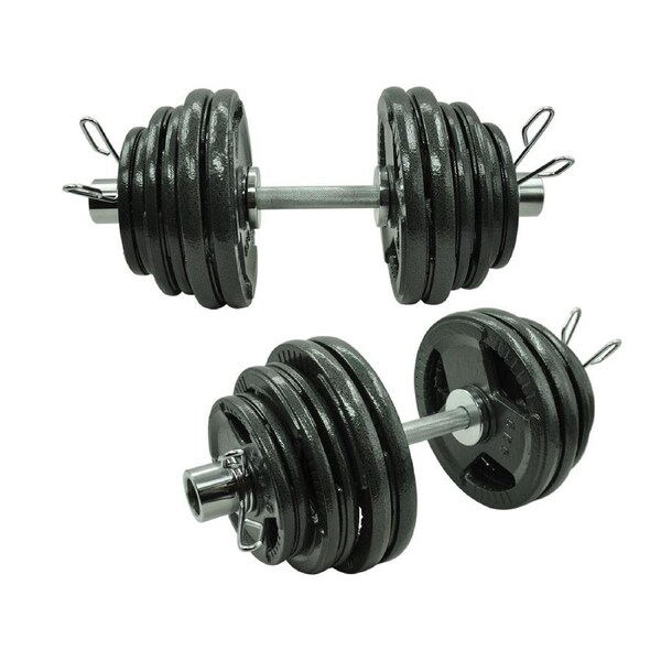 78kg - 50cm Olympic Dumbell Bar Weight Set - Cast Iron Triple Handle Grip Plate