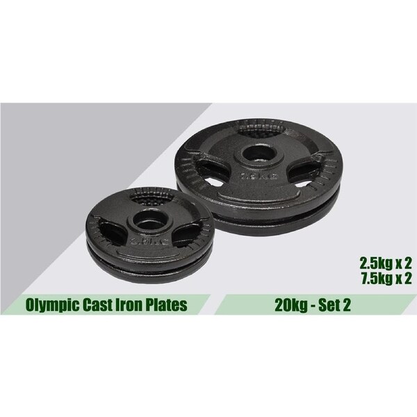 2.5kgx2 + 7.5kgx2 Olympic Cast Iron Weight Plate Set - Energetics Home Gym