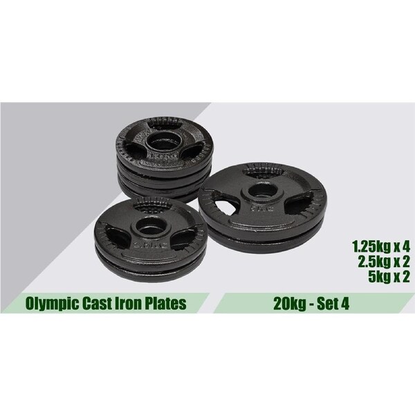 1.25kgx4 + 2.5kgx2 + 5kgx2 Olympic Cast Iron Weight Plate Set - Energetics Home Gym