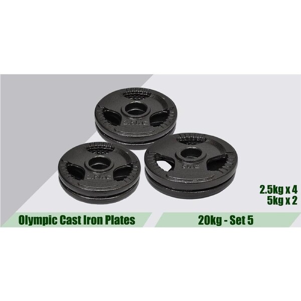 2.5kgx2 + 7.5kgx2 Olympic Cast Iron Weight Plate Set - Energetics Home Gym