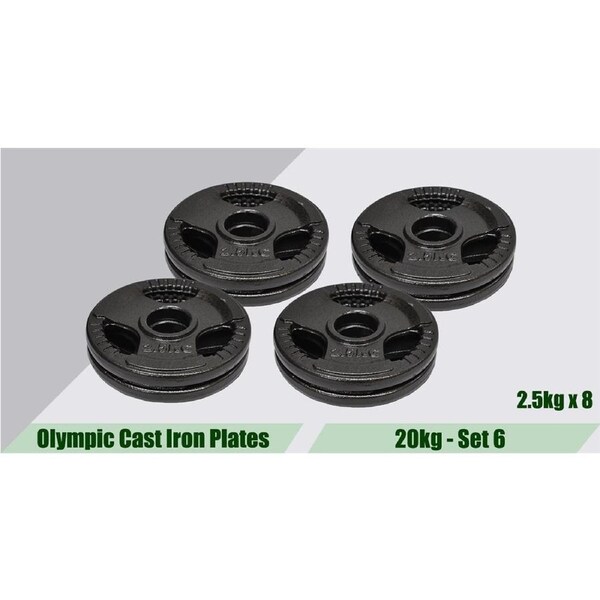 2.5kg x 8 Olympic Cast Iron Weight Plate Set - Energetics Home Gym