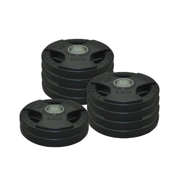 2.5kg x 10 Olympic Rubber Coated Cast Iron Weight Plate - HD2 Hi-Tec New Generation Rubber