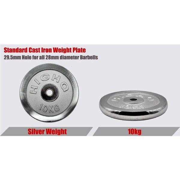 10kg x 2 Chrome Cast Iron Weight Plate - 29.5mm Hole Weight Plates Home Gym