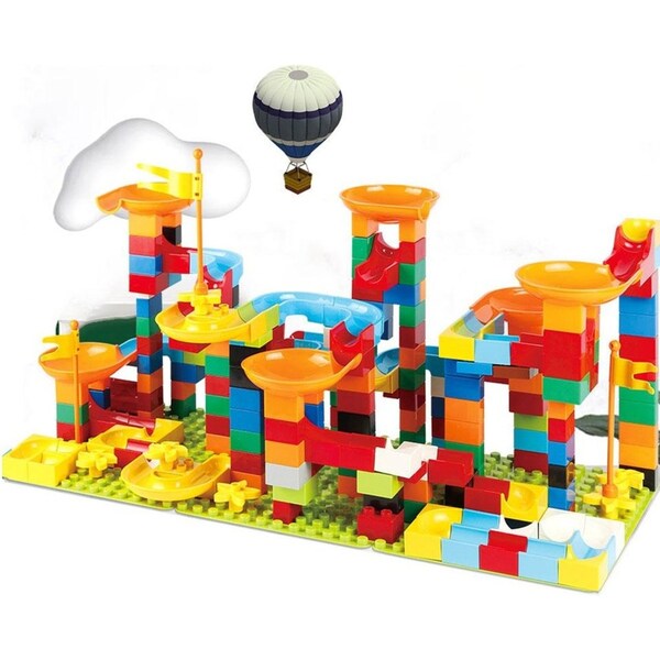 240Pc Duploed Marble Track Toy Set - Building Blocks Maze Ball Track Preschool Toy Kids