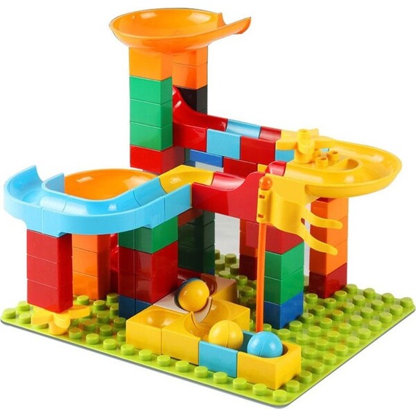 80Pcs Duploed Marble Race Run Building Blocks Maze Ball Track Preschool Toy Kids