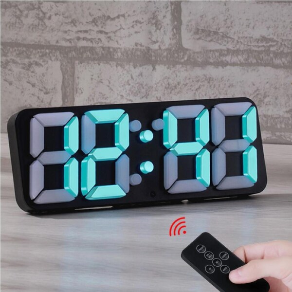 3D LED Digital Alarm Clock Large Display 115 Colour USB Powered w/ Remote
