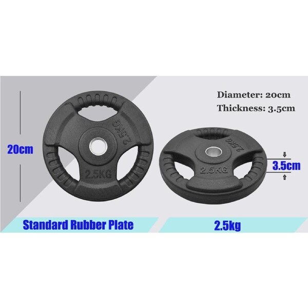 19kg - 40cm Dumbell Bar Weight Set - Rubber Coated Weight Plate