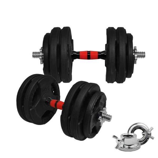 29kg - 40cm Dumbell Bar Weight Set - Rubber Coated Weight Plate