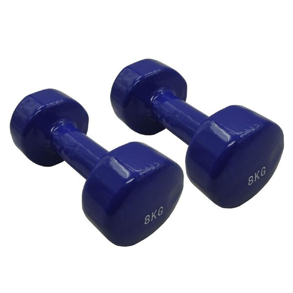 8kg x 2 Vinyl PVC Dumbbell Hand Weight - PVC Rubber Coated - Total 16kg