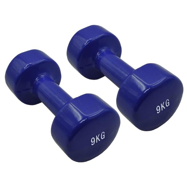 9kg x 2 Vinyl PVC Dumbbell Hand Weight - PVC Rubber Coated - Total 18kg