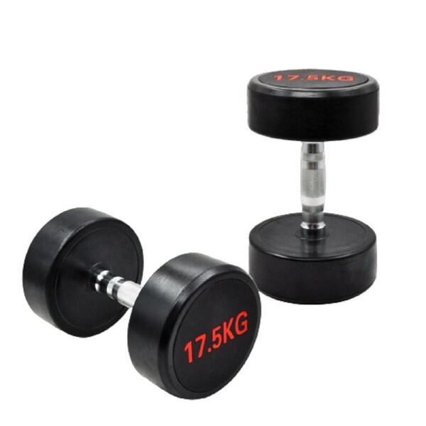 17.5kg x 2 Commercial Grade Rubber Coated Dumbbell Hand Weight - Rubber Dumbbell