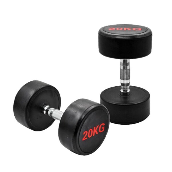 20kg x 2 Commercial Grade - Rubber Coated Dumbbell Hand Weight - Rubber Dumbbell