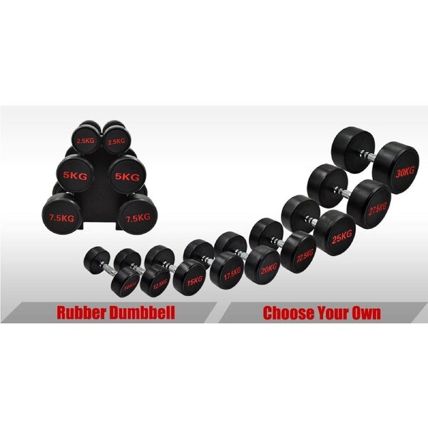 25kg x 2 Commercial Grade - Rubber Coated Dumbbell Hand Weight - Rubber Dumbbell