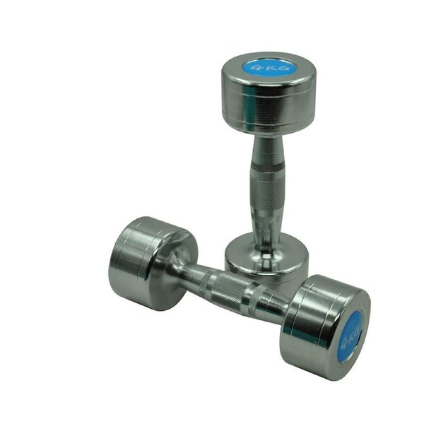 4kg x 2 Chrome Fixed Solid Dumbell - Commercial Grade Hand Weight Total 8kg