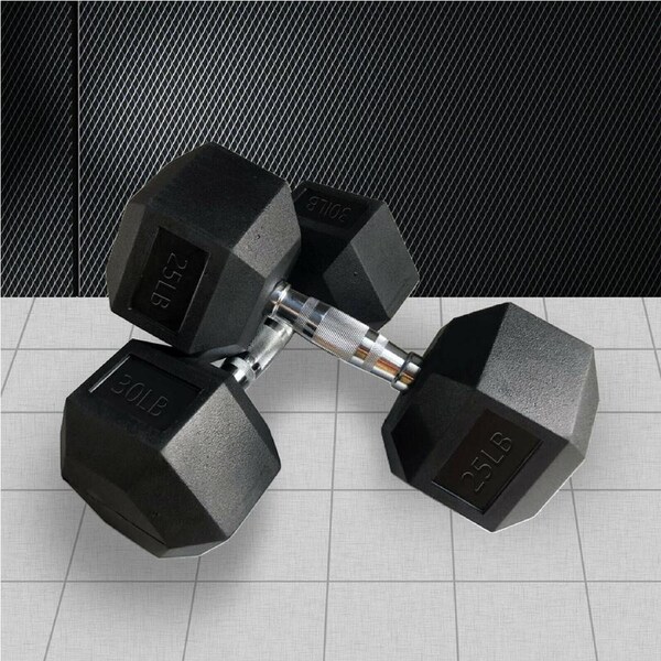 10lbs x 2 Hex Rubber Coat Iron Dumbell Strength Weight Training Commercial Grade