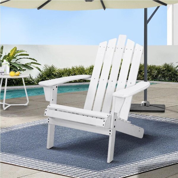 1x Gardeon Outdoor Chairs Adirondack Sun Lounge Beach Chair Wooden Patio Furniture White