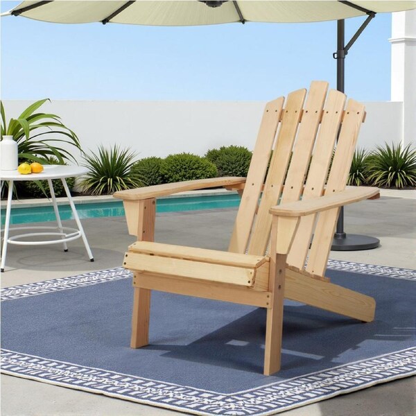 1x Gardeon Outdoor Chairs Adirondack Sun Lounge Beach Chair Wooden Patio Furniture Natural