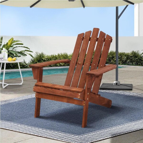 1x Gardeon Outdoor Chairs Adirondack Sun Lounge Beach Chair Wooden Patio Furniture Brown