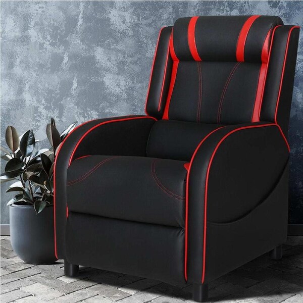 Recliner Chair Gaming Leather Black Artiss