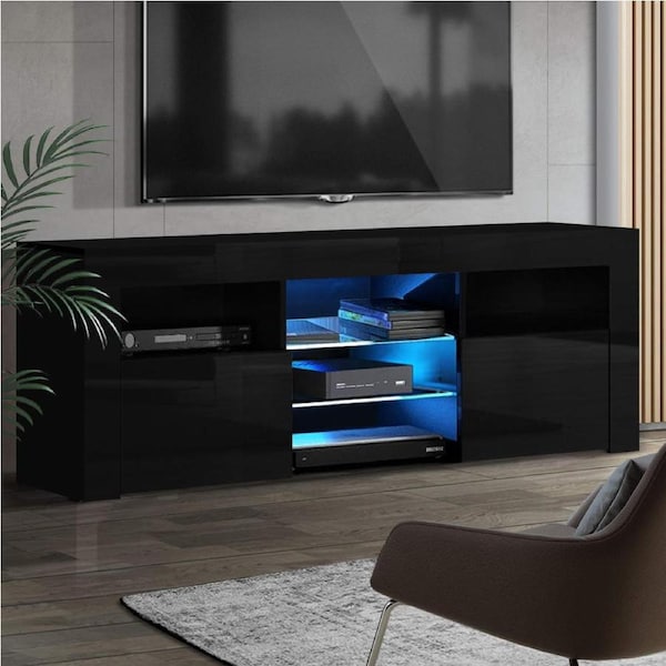 160cm Artiss TV Unit TV Cabinet Entertainment LED Black Bobi