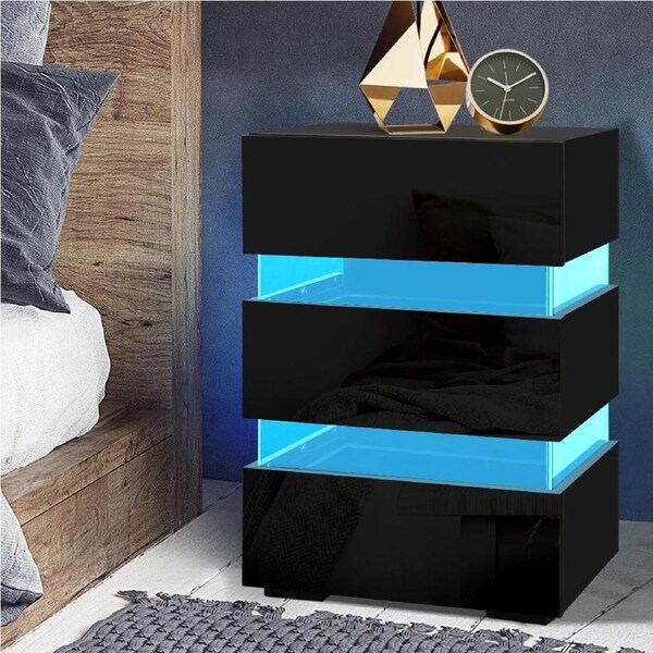 1x Artiss Bedside Table LUMI Black