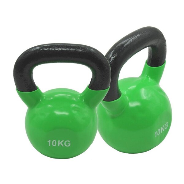 10Kg x 2 Iron Vinyl Kettlebell Weight - Gym Use Russian Style Cross Fit Strength