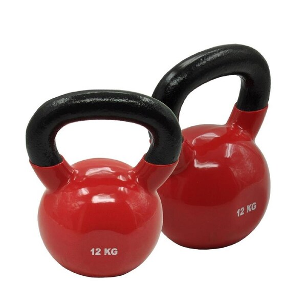 12Kg x 2 Iron Vinyl Kettlebell Weight - Gym Use Russian Style Cross Fit Strength