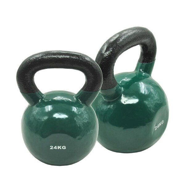 24Kg x 2 Iron Vinyl Kettlebell Weight - Gym Use Russian Style Cross Fit Strength
