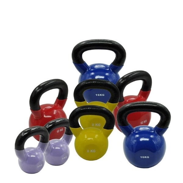 4x2 + 8x2 + 12x2 + 16x2 - Total 80kg Iron Viinyl Kettlebell Weight Gym Training