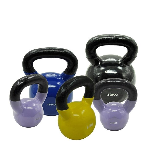 4kgx2 + 8kg + 16kg + 32kg = Total 64kg Iron Vinyl Kettlebell Weight Training