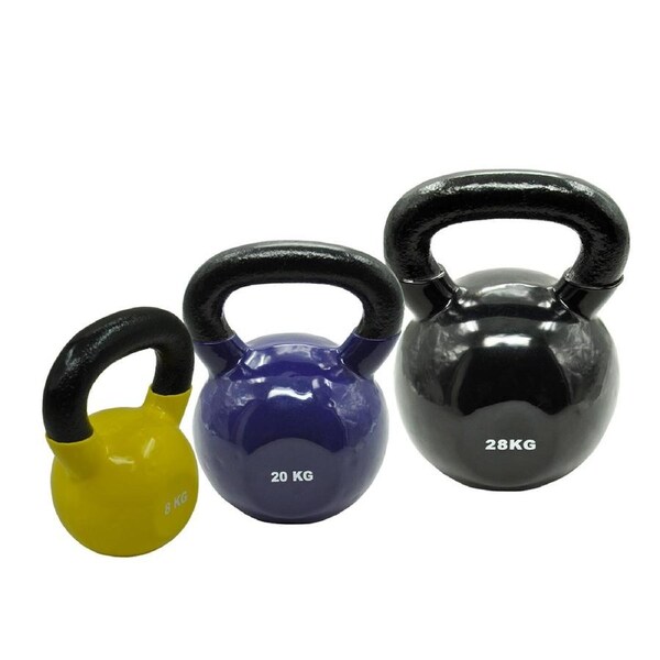 8kg + 20kg + 28kg = Total 56kg Iron Vinyl Kettlebell Weight Strength Training