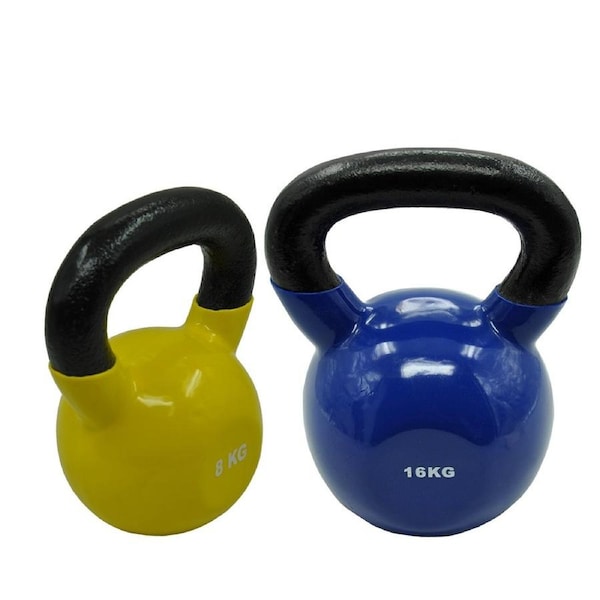 8kg + 16kg - Total 24kg Iron Vinyl Kettlebell Weight Home Strength Training
