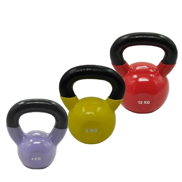 4kg + 8kg + 12kg - Total 24kg Iron Vinyl Kettlebell Weight Strength Training