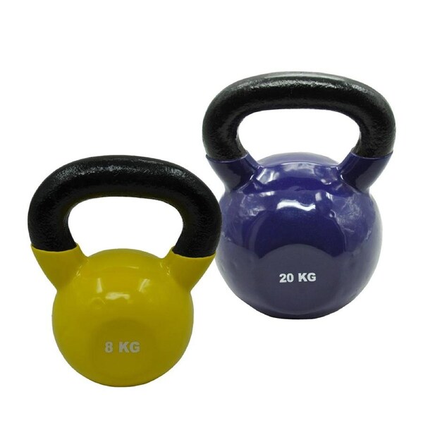 8kg + 20kg - Total 28kg Iron Vinyl Kettlebell Weight - Gym Strength Training