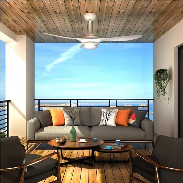 ELEGANT White 52 inch Ceiling Fan with LED Light 3 Colours DC Remote Control 3 Blades