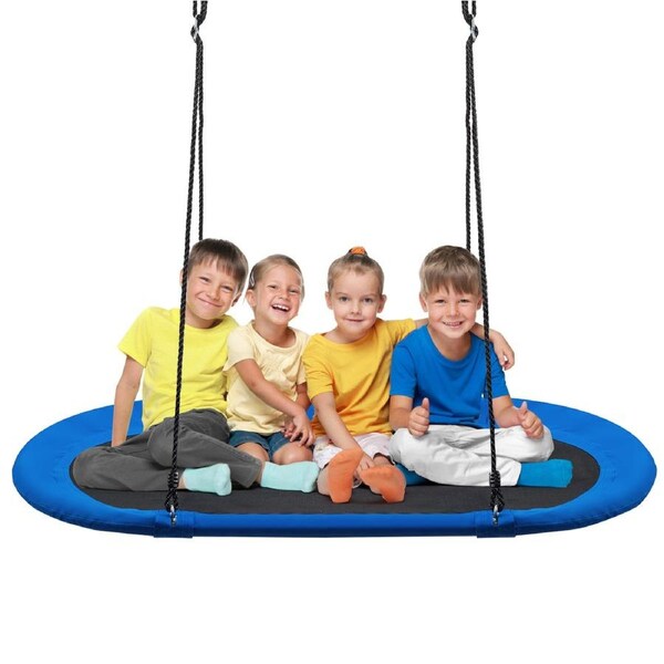 Costway 317KG Load Giant Platform Saucer Tree Swing Set Oxford Seat Outdoor Garden Yard Play Toy Blue