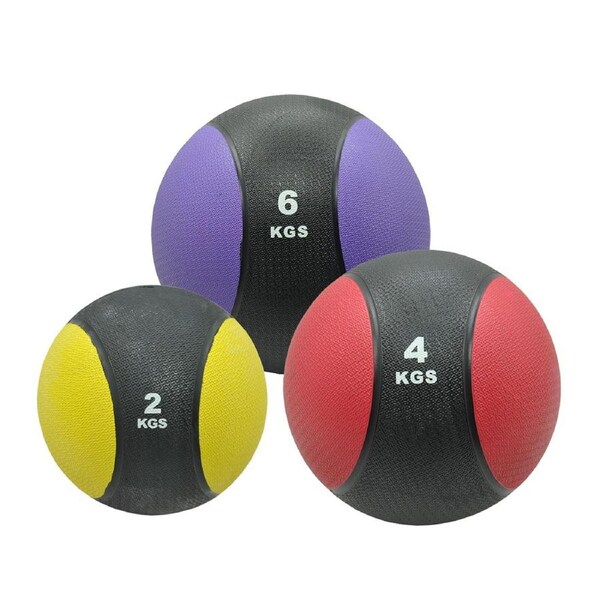 2kg + 4kg + 6kg Commercial Rubber Medicine Ball Set / Gym Fitness Exercise Ball