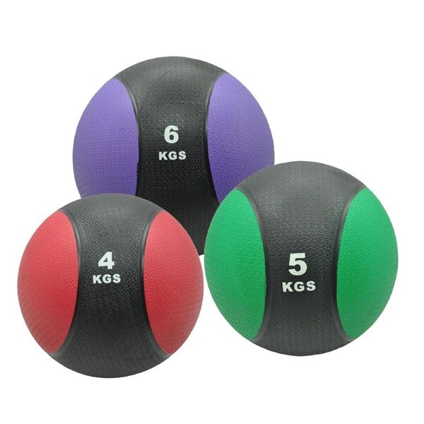4kg + 5kg + 6kg Commercial Rubber Medicine Ball Set / Gym Fitness Exercise Ball