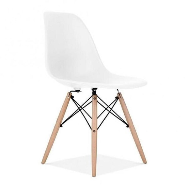 Replica Retro Dining Chairs Cafe Kitchen Beech Wooden White / QTY: 8 Chairs