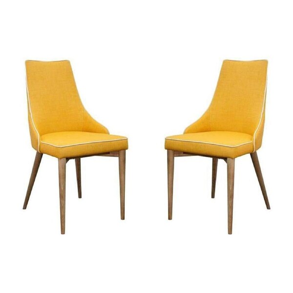 6IXTY Set of 2 - Martini Luxury Scandinavian Fabric Dining Chair - Yellow