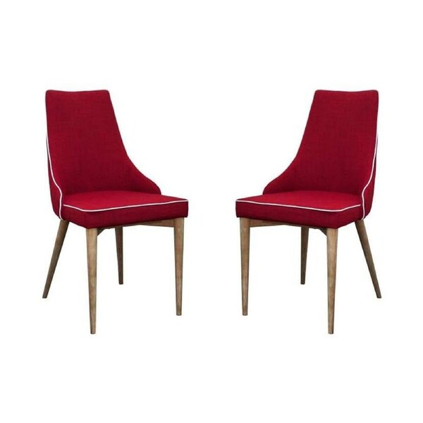 6IXTY Set of 2 - Martini Luxury Scandinavian Fabric Dining Chair - Red