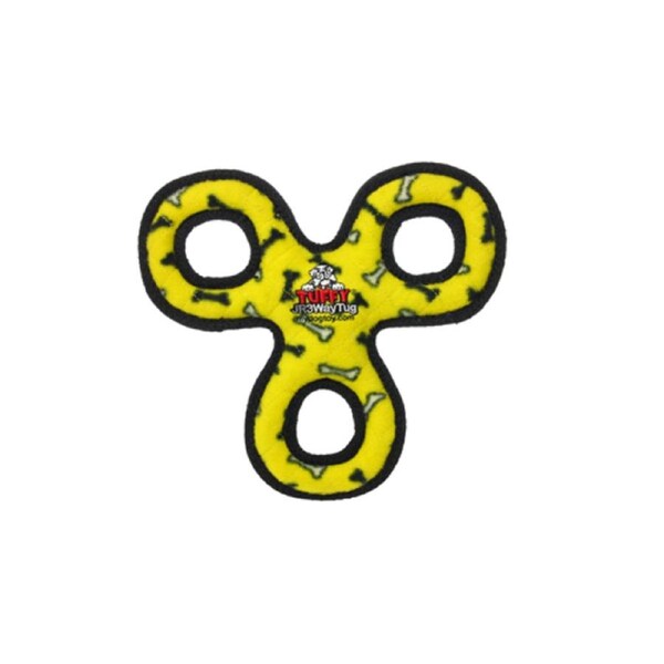 Junior Three Way Tug Yellow Bone Tuff Toy for Small & Medium Dogs by Tuffy