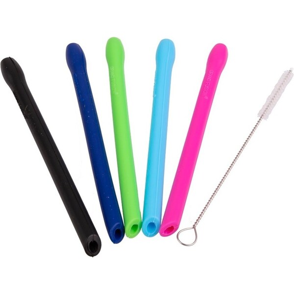 Appetito Set 5 Silicone Cocktail Straws + Cleaning Brush