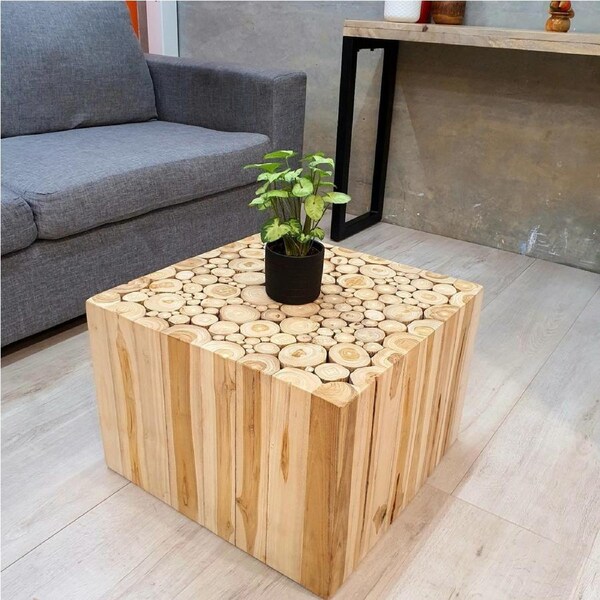 [MANGO TREES] "Tree Stack" Side/Coffee Table 50x50x35 cm Solid Timber