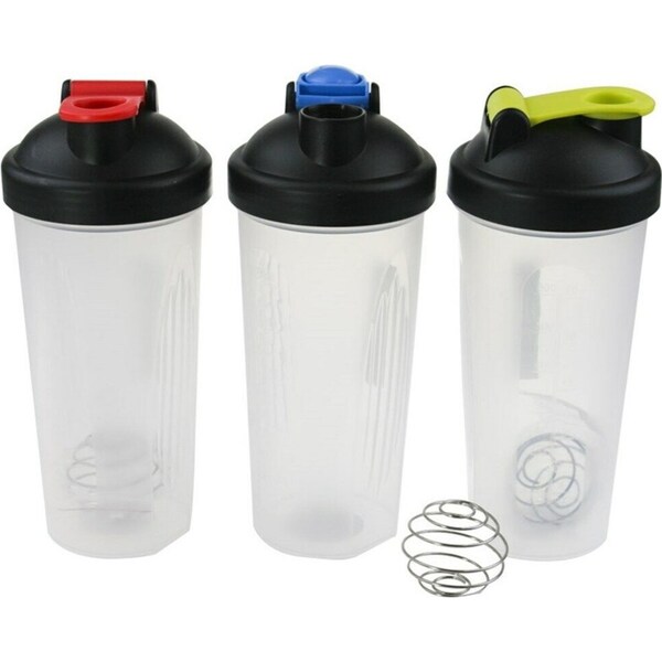 3x Protein Shaker Bottle 600ML Supplement Drink Shake Ball Gym Cup Mixing Mixer