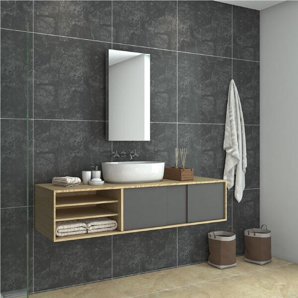 ELEGANT Corner Bathroom Mirror Cabinet Wall Hung Shaving Cupboard Bathroom Storage Cabinet 35x67cm