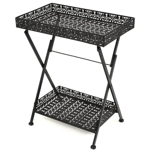 Folding Tea Table Vintage Style Metal 58x35x72 cm Black vidaXL